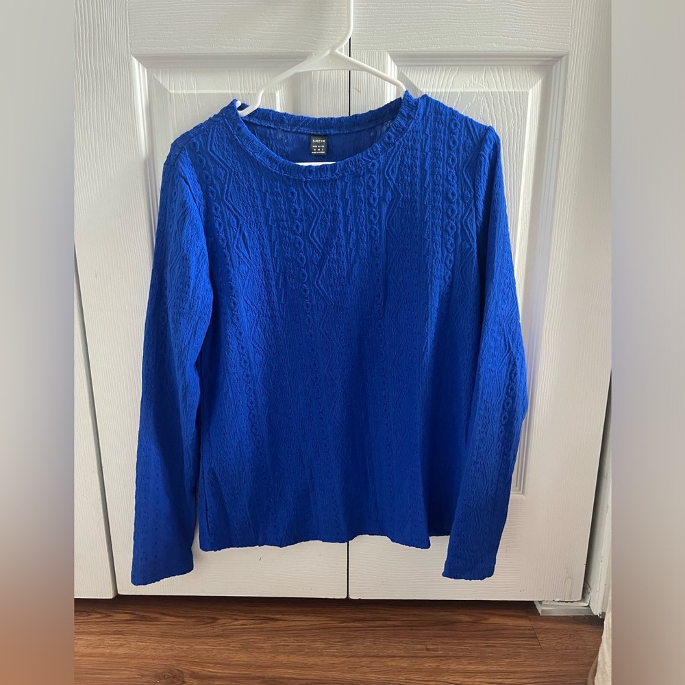 SHEIN Royal Blue Lace Detail Top